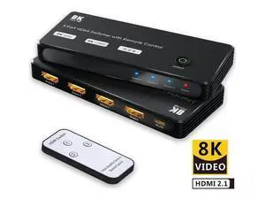 Aluminum Shell HDMI Switcher with IR Remote, HDMI-compatible 2.1 3 in 1 out Ultra speed 48Gbps 8K@60Hz 4K@120Hz Switch adapter With switch button For HDTV Projector Aluminum Shell HDMI Switcher with IR Remote, HDMI-compatible 2.1 3 in 1 out Ultra speed 48Gbps 8K@60Hz 4K@120Hz Switch adapter With switch button For HDTV Projector