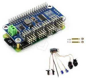 Servo Driver HAT Compatible with Raspberry Pi 5/4/3B+/3B/Zero/Zero W/Zero 2W and Jetson Nano,16-Channel 12-Bit I2C, Suitable for Robotic Arms or Hexapods Robots Driving Servos, Bent PinHeader Servo Driver HAT Compatible with Raspberry Pi 5/4/3B+/3B/Zero/Zero W/Zero 2W and Jetson Nano,16-Channel 12-Bit I2C, Suitable for Robotic Arms or Hexapods Robots Driving Servos, Bent PinHeader