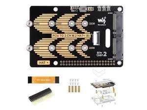 PCIe to 2-CH M.2 HAT Adapter for Raspberry Pi 5, 2-CH NVMe M.2 Solid State Drive Adapter Pi 5 NVMe HAT Support 2280/2260 / 2242/2230 Size NVMe M.2 SSD, 5Gbps Data Rate, High-Speed Reading/Writing PCIe to 2-CH M.2 HAT Adapter for Raspberry Pi 5, 2-CH NVMe M.2 Solid State Drive Adapter Pi 5 NVMe HAT Support 2280/2260 / 2242/2230 Size NVMe M.2 SSD, 5Gbps Data Rate, High-Speed Reading/Writing