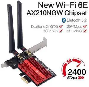 Wi-Fi 6E Intel AX210 Dual Band PCIe Wireless Wifi Network Adapter 2.4G/5G/6Ghz 2400M Wi-Fi Card Bluetooth 5.2 PCI Express Wlan Wi-Fi 6E Intel AX210 Dual Band PCIe Wireless Wifi Network Adapter 2.4G/5G/6Ghz 2400M Wi-Fi Card Bluetooth 5.2 PCI Express Wlan