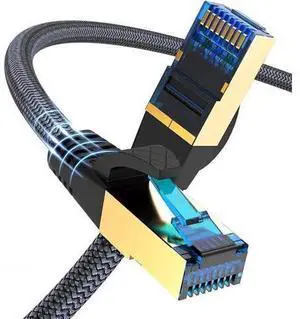 Cat 8 Ethernet Cable 75ft, Outdoor, Indoor Nylon Braided Cat 8 Cable, Heavy Duty 26AWG 40Gbps, 2000MHz, S/FTP Patch Cord for Xbox, POE, PS5, Router Cat 8 Ethernet Cable 75ft, Outdoor, Indoor Nylon Braided Cat 8 Cable, Heavy Duty 26AWG 40Gbps, 2000MHz, S/FTP Patch Cord for Xbox, POE, PS5, Router