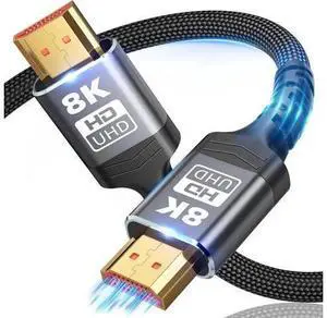8K HDMI Cable 2.1, Available 1.5FT, 3.3FT, 5FT, 6.6FT, 10FT, 16FT, 20FT, 25FT Lengths for Selection,Ultra High Speed HDMI Cable Braided Cord 48Gbps, 8K@60Hz /4K@120Hz (8K-1.5feet) 8K HDMI Cable 2.1, Available 1.5FT, 3.3FT, 5FT, 6.6FT, 10FT, 16FT, 20FT, 25FT Lengths for Selection,Ultra High Speed HDMI Cable Braided Cord 48Gbps, 8K@60Hz /4K@120Hz (8K-1.5feet)