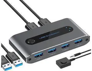 USB 3.0 Switch, 2 in 4 out USB 3.0 Switch, USB KVM Switcher 2 Computer Sharing 4 USB Devices with Wire Desktop Controller and 2 Pack USB 3.0 A-A Cable USB 3.0 Switch, 2 in 4 out USB 3.0 Switch, USB KVM Switcher 2 Computer Sharing 4 USB Devices with Wire Desktop Controller and 2 Pack USB 3.0 A-A Cable