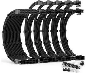 PSU Cable Extension Kit 30CM Length with Two Sets of Cable Combs,1x24Pin/2x8Pin(4+4)/3x8Pin(6P+2P) PC Sleeved Cable for ATX Power Supply (Black) PSU Cable Extension Kit 30CM Length with Two Sets of Cable Combs,1x24Pin/2x8Pin(4+4)/3x8Pin(6P+2P) PC Sleeved Cable for ATX Power Supply (Black)