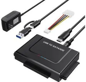 USB 3.0 to IDE SATA Adapter, USB 3.0 Type C Hard Drive Reader External HDD Converter for 2.5/3.5 inches IDE SATA HDD SSD, DVD/CD Optical Drive, 12V/2A Power Adapter Included USB 3.0 to IDE SATA Adapter, USB 3.0 Type C Hard Drive Reader External HDD Converter for 2.5/3.5 inches IDE SATA HDD SSD, DVD/CD Optical Drive, 12V/2A Power Adapter Included