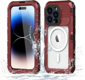 iPhone 14 Pro Waterproof Case, MagSafe Compatible, Built-in Screen Protector IP68 Underwater Dustproof 360 Full Body Shockproof Protective Cover for iPhone 14 Pro 6.1 inch 2022 Red iPhone 14 Pro Waterproof Case, MagSafe Compatible, Built-in Screen Protector IP68 Underwater Dustproof 360 Full Body Shockproof Protective Cover for iPhone 14 Pro 6.1 inch 2022 Red