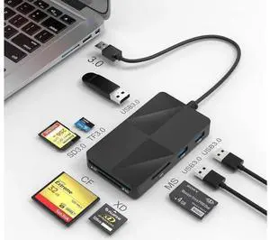3.0 Multi Card Reader for PC, XD Picture Card Reader USB Adapter with 5 Card Slots and 3 USB3.0 Port for SD TF CF XD MS keyboard mouse U Disk, Memory Stick Pro Duo Reader Read 8 Ports Simultaneous 3.0 Multi Card Reader for PC, XD Picture Card Reader USB Adapter with 5 Card Slots and 3 USB3.0 Port for SD TF CF XD MS keyboard mouse U Disk, Memory Stick Pro Duo Reader Read 8 Ports Simultaneous