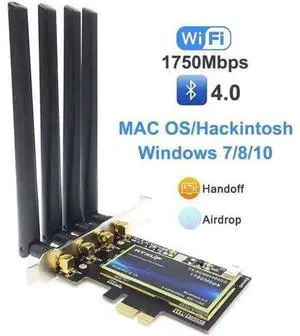 BCM94360CD 1750M Dual Band 802.11ac Desktop PCIe Wifi Card Wireless Adapter Bluetooth 4.0 BCM94360 For MacOS Hackintosh Windows BCM94360CD 1750M Dual Band 802.11ac Desktop PCIe Wifi Card Wireless Adapter Bluetooth 4.0 BCM94360 For MacOS Hackintosh Windows