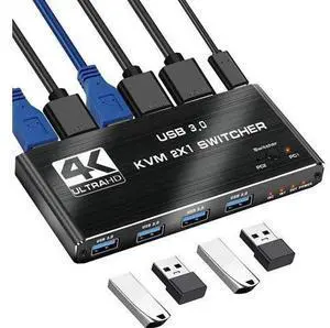 USB 3.0 KVM Switch HDMI 2 Port Box,4K@120Hz HDMI USB KVM Switches for 2 Computers Share Keyboard Mouse Printer and 1 HD Monitor, Aluminum USB Switcher Compatible with Mac Windows Linux USB 3.0 KVM Switch HDMI 2 Port Box,4K@120Hz HDMI USB KVM Switches for 2 Computers Share Keyboard Mouse Printer and 1 HD Monitor, Aluminum USB Switcher Compatible with Mac Windows Linux