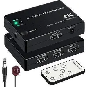 3 in 1 Out HDMI 2.1 Switch 8K@60Hz, 4K@120Hz HDMI Switcher 3 Port, 8K HDMI Auto Switch 3x1 Selector with IR Remote for Xbox,PS5,PS4,UHD TV, Support 48Gbps, HDCP 2.3,HDR 10+, 1080P@240Hz 3 in 1 Out HDMI 2.1 Switch 8K@60Hz, 4K@120Hz HDMI Switcher 3 Port, 8K HDMI Auto Switch 3x1 Selector with IR Remote for Xbox,PS5,PS4,UHD TV, Support 48Gbps, HDCP 2.3,HDR 10+, 1080P@240Hz