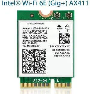 Wi-Fi 6E AX411 Intel Killer AX1690i WIFI 6E Speed 2.4 Gbps 802.11ax 2.4/5/6GHz Bluetooth 5.3 BT5.3 Wi-Fi 6E AX411 Intel Killer AX1690i WIFI 6E Speed 2.4 Gbps 802.11ax 2.4/5/6GHz Bluetooth 5.3 BT5.3