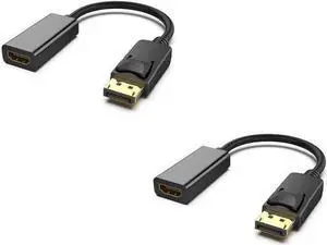 2 PCS 1 set DisplayPort DP to HDMI Cable,Male To Female Display Port to HDMI Adapter Converter Black Laptop PC for HP/DELL 2 packs 2 PCS 1 set DisplayPort DP to HDMI Cable,Male To Female Display Port to HDMI Adapter Converter Black Laptop PC for HP/DELL 2 packs