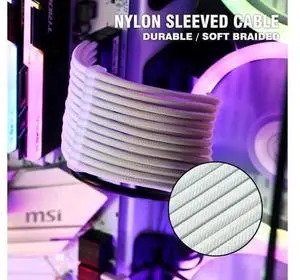 Customization Mod Sleeved Extension Power Supply Cable Kit GPU PC Braided WHITE Customization Mod Sleeved Extension Power Supply Cable Kit GPU PC Braided WHITE