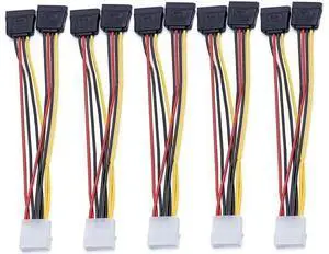 5pcs 4 Pin Molex to 2×15 Pin SATA Power Y-Cable Adapter for IDE 8 Inches 5pcs 4 Pin Molex to 2×15 Pin SATA Power Y-Cable Adapter for IDE 8 Inches