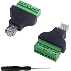 RJ45 Screw Terminal Adapter 2-Pack, Network Ethernet Adapter, RJ45 Breakout Board 8p8c Male to 8 Pin AV Terminal Screw Converter Block Plug for CCTV, Cat5, Cat6 RJ45 Screw Terminal Adapter 2-Pack, Network Ethernet Adapter, RJ45 Breakout Board 8p8c Male to 8 Pin AV Terminal Screw Converter Block Plug for CCTV, Cat5, Cat6