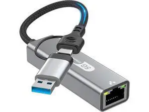 USB C to Ethernet Adapter 5Gbps, 2-in-1 USB to 5Gbps Ethernet Cable, 5000Mbps Type C to RJ45 Network LAN Internet Converter, Aluminum Case Compatible for i-Phone 16 15 Pro Max, MacBook Pro/Air USB C to Ethernet Adapter 5Gbps, 2-in-1 USB to 5Gbps Ethernet Cable, 5000Mbps Type C to RJ45 Network LAN Internet Converter, Aluminum Case Compatible for i-Phone 16 15 Pro Max, MacBook Pro/Air