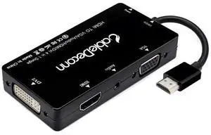 Multiport 4-in-1 HDMI to HDMI/DVI/VGA Adapter Cable with Audio Output Converter (Black) Multiport 4-in-1 HDMI to HDMI/DVI/VGA Adapter Cable with Audio Output Converter (Black)