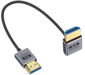 8K 90 Degree HDMI Cable 1FT/30cm 8K@60Hz, 4K@240Hz, UP Angle HDMI Male to Male Cable, Ultra High Speed 48Gbps Bandwidths, Ultra Thin HDMI 2.1 Cord OD2.5mm for GH5S, PS5, Xbox One Monitor,PC 8K 90 Degree HDMI Cable 1FT/30cm 8K@60Hz, 4K@240Hz, UP Angle HDMI Male to Male Cable, Ultra High Speed 48Gbps Bandwidths, Ultra Thin HDMI 2.1 Cord OD2.5mm for GH5S, PS5, Xbox One Monitor,PC