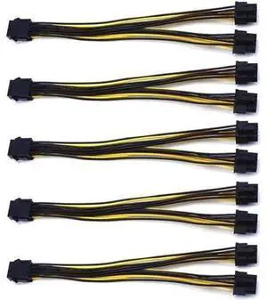 5-Pack PCI-E 8Pin to 2X 8 Pin (6+2) Power Splitter Cable for PCIE PCI Express Image Card Y - Splitter Extension Cable 5-Pack PCI-E 8Pin to 2X 8 Pin (6+2) Power Splitter Cable for PCIE PCI Express Image Card Y - Splitter Extension Cable