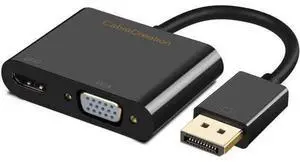 DisplayPort to HDMI VGA Adapter, CableCreation 2 in 1 DP Hub DP to HDMI VGA Converter, HDMI 2.0 Support UHD 4K@60Hz Video/ Audio, Black DisplayPort to HDMI VGA Adapter, CableCreation 2 in 1 DP Hub DP to HDMI VGA Converter, HDMI 2.0 Support UHD 4K@60Hz Video/ Audio, Black