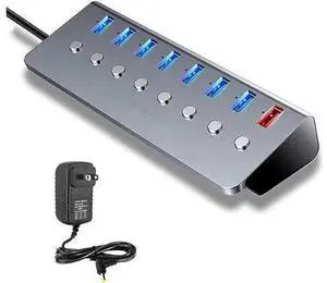 USB 3.0 Hub 8 Ports, 5V/3A Power,Support 7 USB 3.0 Simultaneous Inputs and One USB Charging Port, Independent Switch with LED, Metal Case USB3.0 Hub USB 3.0 Hub 8 Ports, 5V/3A Power,Support 7 USB 3.0 Simultaneous Inputs and One USB Charging Port, Independent Switch with LED, Metal Case USB3.0 Hub