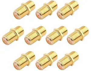 Coaxial Cable Connector F-Type RG6 Cable Extension Adapter (Pack of 10) Coaxial Cable Connector F-Type RG6 Cable Extension Adapter (Pack of 10)