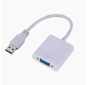 USB3.0 to VGA HD cable converter interface usb to vga multi-screen conversion cable display projector White USB3.0 to VGA HD cable converter interface usb to vga multi-screen conversion cable display projector White