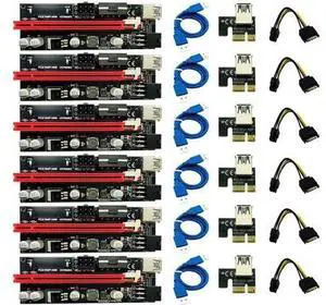 6Pcs Ver009S Usb 3.0 Pci-E Riser Ver 009S Express 1X 4X 8X 16X Extender Riser Adapter Card Sata 15Pin to 6 Pin Power Cable 6Pcs Ver009S Usb 3.0 Pci-E Riser Ver 009S Express 1X 4X 8X 16X Extender Riser Adapter Card Sata 15Pin to 6 Pin Power Cable