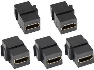 HDMI Keystone Coupler, Gold Plated HDMI Keystone Jack Insert Female to Female 3D 4K Coupler Adapter for Wall Plate (Black/5 Pack) HDMI Keystone Coupler, Gold Plated HDMI Keystone Jack Insert Female to Female 3D 4K Coupler Adapter for Wall Plate (Black/5 Pack)