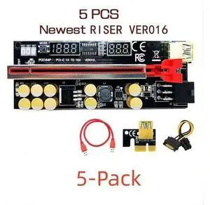 Newest VER016 PCIE Riser 016 V016 Riser PCI Express X16 Temperature Voltage 3 RGB LED 6P USB Mining Riser For Video Card Red Newest VER016 PCIE Riser 016 V016 Riser PCI Express X16 Temperature Voltage 3 RGB LED 6P USB Mining Riser For Video Card Red