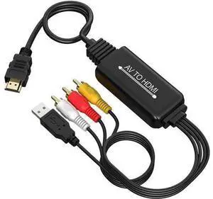 AOMOPROING RCA to HDMI Converter, AV to HDMI cable, 3 RCA CVBS Composite to 1080P HDMI AV Adapter Supporting PAL NTSC for PC, Laptop, TV, STB, VHS, VCR Camera, DVD Etc AOMOPROING RCA to HDMI Converter, AV to HDMI cable, 3 RCA CVBS Composite to 1080P HDMI AV Adapter Supporting PAL NTSC for PC, Laptop, TV, STB, VHS, VCR Camera, DVD Etc