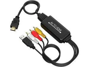 AOMOPROING RCA to HDMI Converter, AV to HDMI cable, 3 RCA CVBS Composite to 1080P HDMI AV Adapter Supporting PAL NTSC for PC, Laptop, TV, STB, VHS, VCR Camera, DVD Etc AOMOPROING RCA to HDMI Converter, AV to HDMI cable, 3 RCA CVBS Composite to 1080P HDMI AV Adapter Supporting PAL NTSC for PC, Laptop, TV, STB, VHS, VCR Camera, DVD Etc
