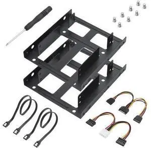 Aomoproing 2 Pack Double-Deck SSD Mounting Bracket SSD Adapter 2.5" to 3.5" Hard Drive with SATA Cable and Power Splitter Cable Metal SSD HDD Holder Compatible with 2.5 to 3.5 Drive Bay Aomoproing 2 Pack Double-Deck SSD Mounting Bracket SSD Adapter 2.5" to 3.5" Hard Drive with SATA Cable and Power Splitter Cable Metal SSD HDD Holder Compatible with 2.5 to 3.5 Drive Bay