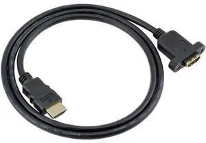 HDMI Extension Cable High Speed HDMI Male to Female Extension Wire Cord HDMI Extender w/Screw Nut for Panel Mount - Gold Plated Plugs Black (1FT) HDMI Extension Cable High Speed HDMI Male to Female Extension Wire Cord HDMI Extender w/Screw Nut for Panel Mount - Gold Plated Plugs Black (1FT)
