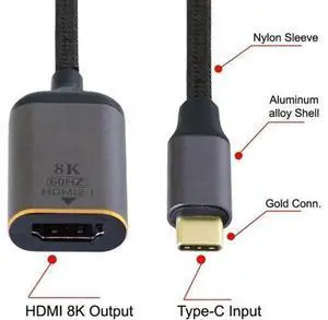 USB-C Type-C USB4 Source to Female HDTV 2.0 Cable Display 8K 60HZ UHD 4K HDTV Male Monitor USB-C Type-C USB4 Source to Female HDTV 2.0 Cable Display 8K 60HZ UHD 4K HDTV Male Monitor