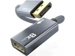 8K@60Hz DisplayPort to HDMI Adapter, Uni-Directional DP 1.4a to HDMI 2.1 Converter Cable, Support 8K, 4K@120Hz, 2K@240Hz, VRR, HDR, HDCP 2.3, DSC 1.2a for HP, ASUS, DELL, GPU, AMD, NVIDIA 8K@60Hz DisplayPort to HDMI Adapter, Uni-Directional DP 1.4a to HDMI 2.1 Converter Cable, Support 8K, 4K@120Hz, 2K@240Hz, VRR, HDR, HDCP 2.3, DSC 1.2a for HP, ASUS, DELL, GPU, AMD, NVIDIA