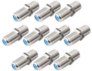 F81 Coaxial Cable Connector 3GHz F-Type RG6 Cable Extension Adapter (Pack of 10, Silver) F81 Coaxial Cable Connector 3GHz F-Type RG6 Cable Extension Adapter (Pack of 10, Silver)