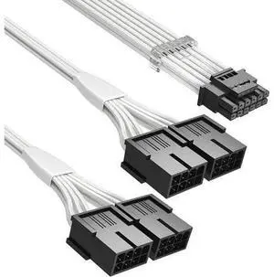 PCI-e 5.0 Extension Cable, RTX 4090 4080 16Pin(12+4) Male to 4x8Pin Female 12VHPWR Cable PCIE GPU Power Sleeved Extender Cord Compatible for GeForce RTX 4090/4080/4070Ti/3090Ti (14inch, White) PCI-e 5.0 Extension Cable, RTX 4090 4080 16Pin(12+4) Male to 4x8Pin Female 12VHPWR Cable PCIE GPU Power Sleeved Extender Cord Compatible for GeForce RTX 4090/4080/4070Ti/3090Ti (14inch, White)