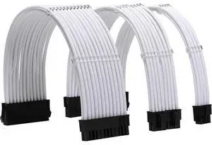 Sleeve Extension Power Supply Cable Kit 18AWG ATX 24P+ EPS 8-P+PCI-E8-P with Combs for PSU to Motherboard/GPU (White) Sleeve Extension Power Supply Cable Kit 18AWG ATX 24P+ EPS 8-P+PCI-E8-P with Combs for PSU to Motherboard/GPU (White)