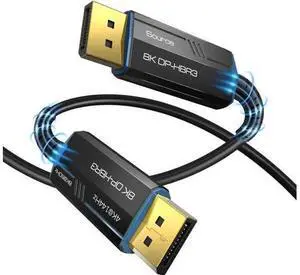 8K Long DP Fiber Optic Cable 16FT/5, Displayport 1.4 Cable, 32.4Gbps Ultra High Speed, 8K@60Hz, 4K@144Hz, Support HBR3, DSC 1.2, HDR10, Compatible with Graphics Card, Projector, Monitor 8K Long DP Fiber Optic Cable 16FT/5, Displayport 1.4 Cable, 32.4Gbps Ultra High Speed, 8K@60Hz, 4K@144Hz, Support HBR3, DSC 1.2, HDR10, Compatible with Graphics Card, Projector, Monitor