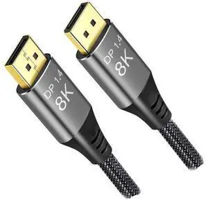 8K Displayport to DisplayPort 1.4 Cable 33ft /10m, Ultra HD 4K 144Hz, 8K 60Hz, HBR3(7680x4320 Resolution), High Speed 32.4Gbps, Long Nylon Braided DisplayPort 1.4 1.2 Cable 33ft 8K Displayport to DisplayPort 1.4 Cable 33ft /10m, Ultra HD 4K 144Hz, 8K 60Hz, HBR3(7680x4320 Resolution), High Speed 32.4Gbps, Long Nylon Braided DisplayPort 1.4 1.2 Cable 33ft