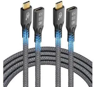 Aomoproing USB C 3.2 Extension Cable, 2PCS 20Gbps USB 3.2 Gen2 Type-C Male to Female Extender Cable Ultra HD 4K@60Hz 240W Charging Data Transfer Compatible with External SSD (2PCS Extension Cable 2M) Aomoproing USB C 3.2 Extension Cable, 2PCS 20Gbps USB 3.2 Gen2 Type-C Male to Female Extender Cable Ultra HD 4K@60Hz 240W Charging Data Transfer Compatible with External SSD (2PCS Extension Cable 2M)