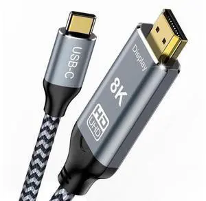 USB C to HDMI 2.1 Cable 6.6FT, 8K@60Hz 4K@144Hz Thunderbolt 3/4 Compatible with MacBook Pro/Air, iPad Pro, iPhone 15, Supports HDCP 2.3 & HDR10, High Speed 48Gbps for XPS, Galaxy S22, Gaming Monitor USB C to HDMI 2.1 Cable 6.6FT, 8K@60Hz 4K@144Hz Thunderbolt 3/4 Compatible with MacBook Pro/Air, iPad Pro, iPhone 15, Supports HDCP 2.3 & HDR10, High Speed 48Gbps for XPS, Galaxy S22, Gaming Monitor