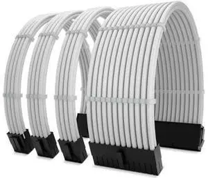 Customization Mod Sleeved Extension Power Supply Cable Kit GPU PC Braided WHITE Customization Mod Sleeved Extension Power Supply Cable Kit GPU PC Braided WHITE
