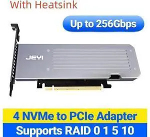 4 SSD M.2 X16 PCIe 4.0 X4 Expansion Card with Heatsink, Supports 4 NVMe M.2 2280 up to 256Gbps, Support Bifurcation Raid 4 SSD M.2 X16 PCIe 4.0 X4 Expansion Card with Heatsink, Supports 4 NVMe M.2 2280 up to 256Gbps, Support Bifurcation Raid