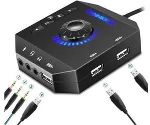 External Sound Card USB Audio Adapter with 3.5mm Headphone and Microphone Jack Volume Control Stereo Sound Card Plug Play for Windows Mac Linux PC Laptops Desktops External Sound Card USB Audio Adapter with 3.5mm Headphone and Microphone Jack Volume Control Stereo Sound Card Plug Play for Windows Mac Linux PC Laptops Desktops