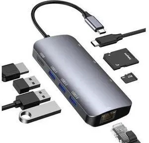 USB C Hub Multiport Adapter, 8-in-1 USB-C Hub with Ethernet 1000Mbps, 4K HDMI, 100W PD, SD/TF Card Reader, 3 USB 3.0 Ports Docking Station Compatible for Ma-cBook Pro/Air M3/2 /1, i-Pad Pro/XPS USB C Hub Multiport Adapter, 8-in-1 USB-C Hub with Ethernet 1000Mbps, 4K HDMI, 100W PD, SD/TF Card Reader, 3 USB 3.0 Ports Docking Station Compatible for Ma-cBook Pro/Air M3/2 /1, i-Pad Pro/XPS