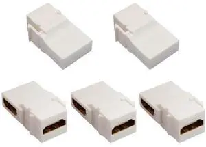 90 Degree HDMI Keystone Adapter Gold Plated Right Angle HDMI Female to Female Keystone Jack Insert 3D 4K 60HZ Coupler Adapter for Wall Plate (White/5 Pack) 90 Degree HDMI Keystone Adapter Gold Plated Right Angle HDMI Female to Female Keystone Jack Insert 3D 4K 60HZ Coupler Adapter for Wall Plate (White/5 Pack)