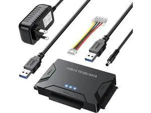 USB 3.0 to IDE/SATA Adapter | Universal External Hard Drive Reader & Data Recovery Converter for 2.5"/3.5" HDD/SSD | One Touch Backup Function | with 12V/2A Power Supply & Multi-Drive Support USB 3.0 to IDE/SATA Adapter | Universal External Hard Drive Reader & Data Recovery Converter for 2.5"/3.5" HDD/SSD | One Touch Backup Function | with 12V/2A Power Supply & Multi-Drive Support