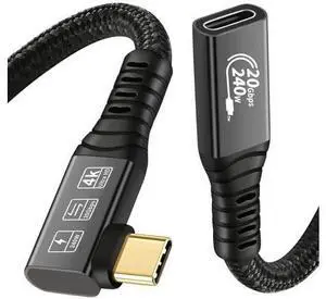Aomoproing 20Gbps USB C 3.2 Extension Cable, 90 Degree USBC 3.2 Gen2 Type-c Male to Female Extender Cable 4K@60Hz 240W Charging 20Gbps Data Transfer with External SSD eGPU (90 Degree Extension 2M) Aomoproing 20Gbps USB C 3.2 Extension Cable, 90 Degree USBC 3.2 Gen2 Type-c Male to Female Extender Cable 4K@60Hz 240W Charging 20Gbps Data Transfer with External SSD eGPU (90 Degree Extension 2M)